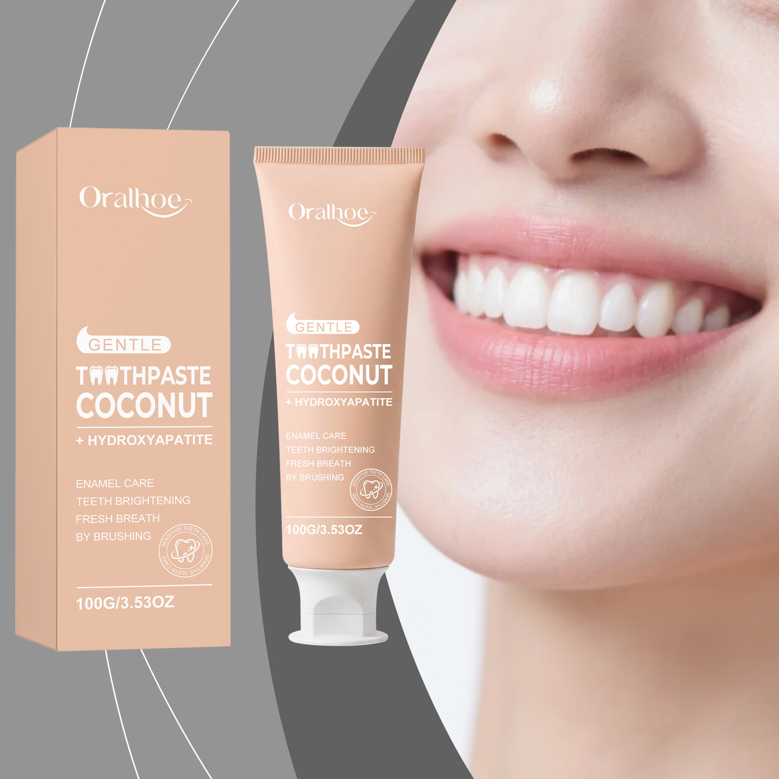 Teeth Whitening Naturally - Oralhoe Coconut Toothpaste with Hydroxyapatite Teeth