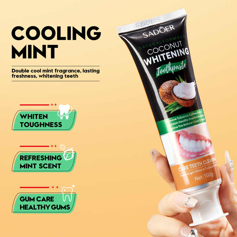 Teeth Whitening Naturally - SADOER Coconut Oil Teeth Whitening Toothpaste,