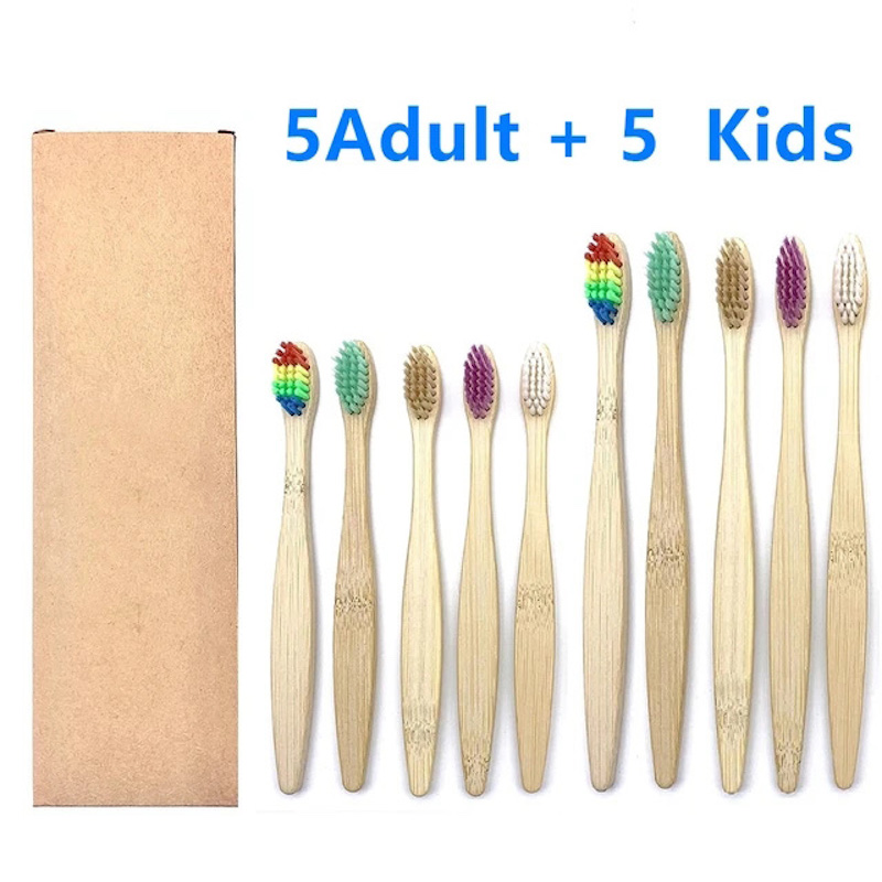 Teeth Whitening Naturally - 10PCS Natural Bamboo Toothbrush Set Soft