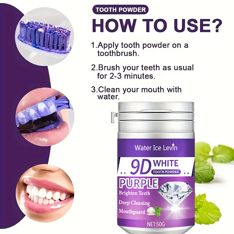 9D White Purple Toothpowder. B - Teeth Whitening Singapore ulasan dan harga