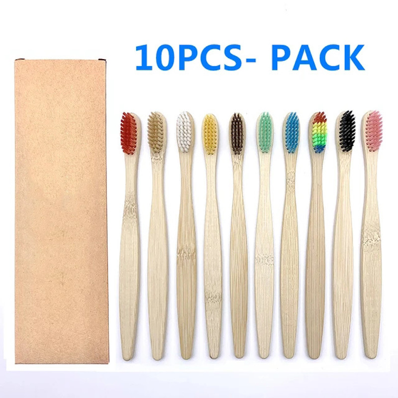 10PCS Natural Bamboo Toothbrus - Teeth Whitening Naturally ulasan dan harga